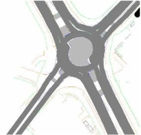 Fig. 2 displays an excerpt of a roundabout  design created in VISSIM. 
