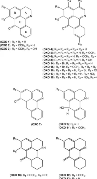 Figure 2. Chemical structures of oxoisoaporphine derivatives (OXO 1–18).