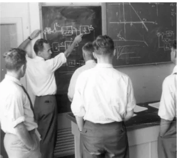 Figure 5: Jens lecturing on block diagrams in 1956.