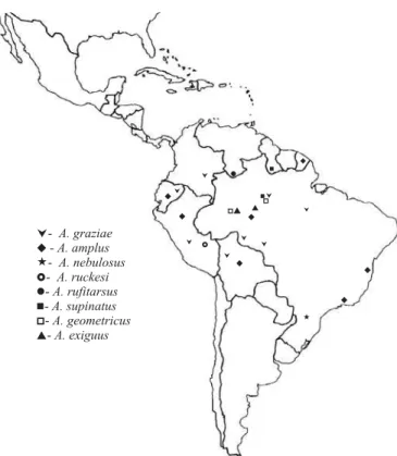 Fig. 302. Mapa de distribuição dos grupos de espécies A. supinatus e A.