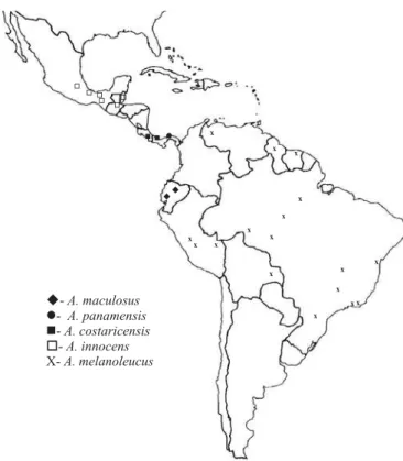 Fig. 308. Mapa de distribuição de parte das espécies do grupo A. mixtus: