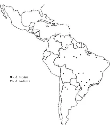 Fig. 309. Mapa de distribuição de parte das espécies do grupo A. mixtus: