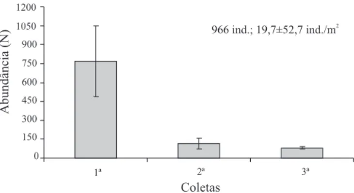 Fig. 2. Abundância de Formicidae, obtida nos três eventos de coleta realizados em três copas de A