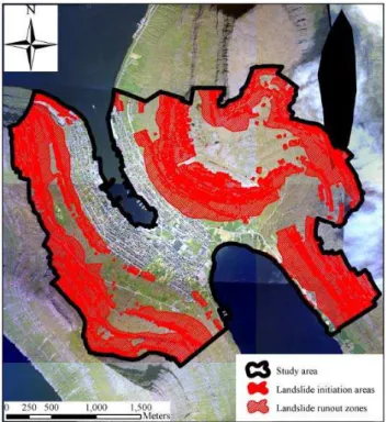 Fig. 5. Landslide susceptibility map of the study area at Klaksvík.