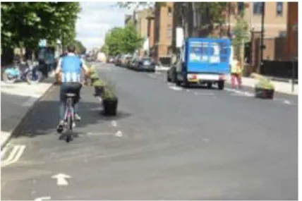 Figure 9: Example of light segregated lane for bicycles   Source: (Transport for London, 2014)