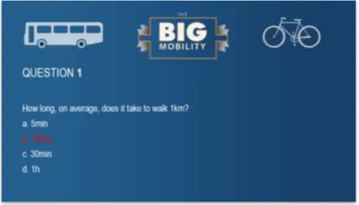 Figure 30: One question from the dice of "The Big Mobility" game (Source: Provided by CMB, 2019) 