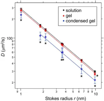 Table 1. Diffusion coefficients and Stokes radii of the probes.
