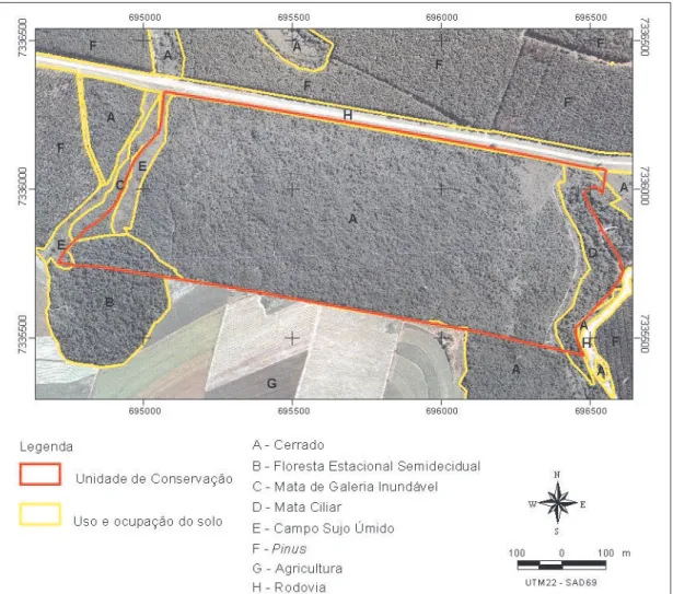 Figura 4. Uso e ocupação do solo no entorno da Estação Ecológica de Itapeva, Itapeva, SP.