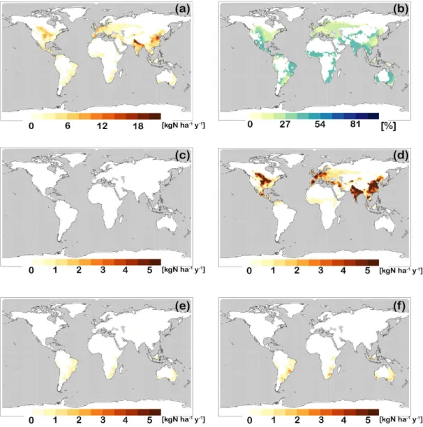 Figure 4. Simulated NH 3 emissions from synthetic fertilizer application from 1995 to 2004 for the present-day control simulation
