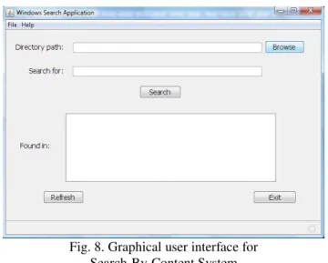 Fig. 8. Graphical user interface for  Search-By-Content System 
