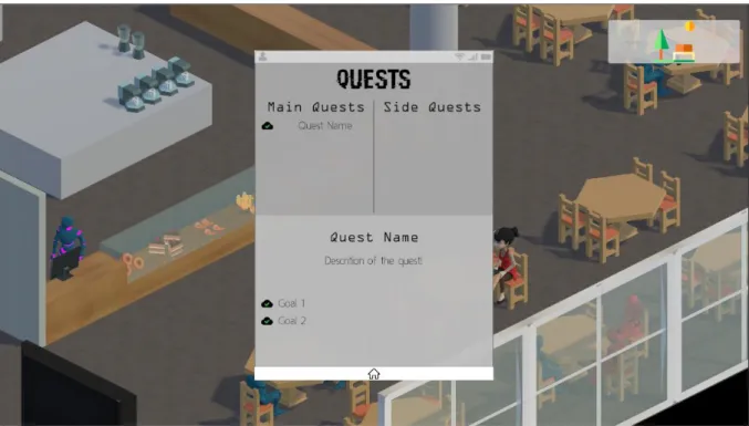 Figure 16. Screenshot of the quest menu 