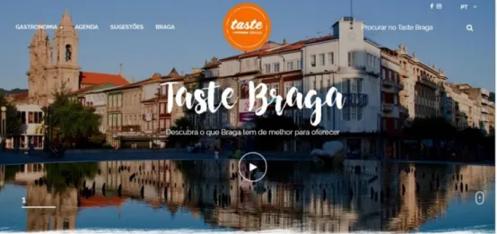 Figura 2: Aspeto geral da página inicial do website do Taste Braga 