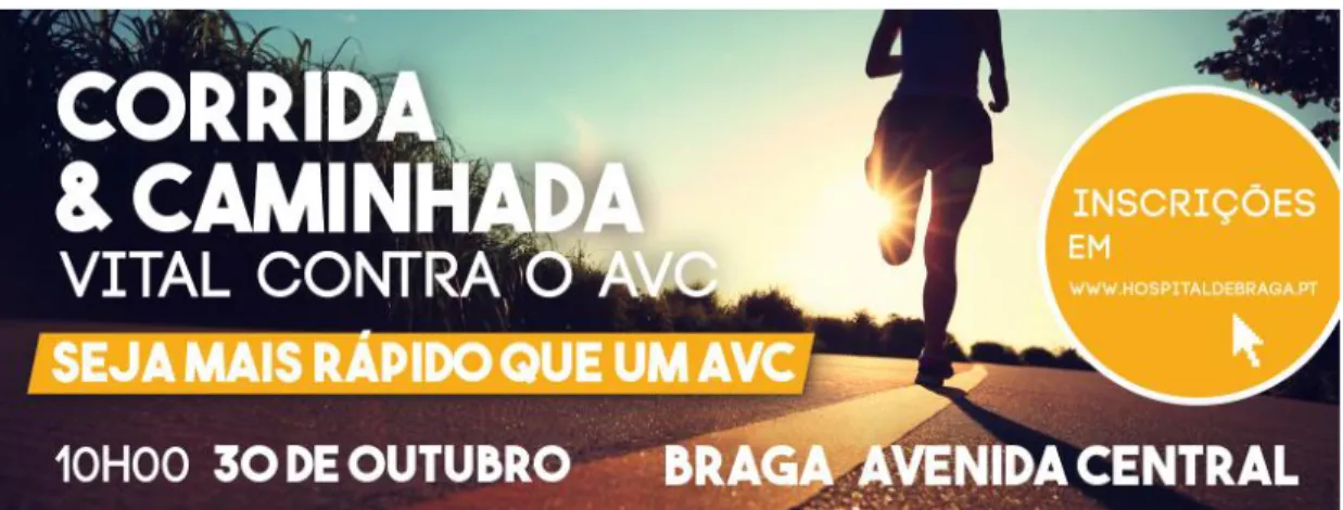 Figura 4:  Banner  da Corrida &amp; Caminhada Vital Contra o AVC. Fonte:  Website  Hospital de Braga