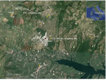 Figure 1. Location of the five stations of the ARPA Basilicata air quality monitoring network