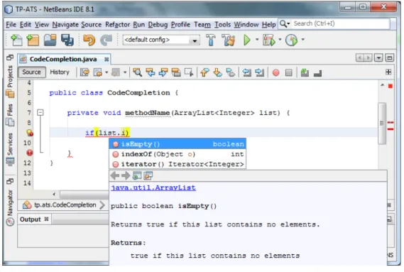 Figure 2 .: Netbeans code completion