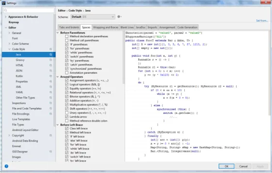 Figure 3 .: Coding Styling Settings in IntelliJ