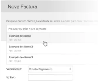 Figura 13 .: Escolha do cliente - Invoicexpress