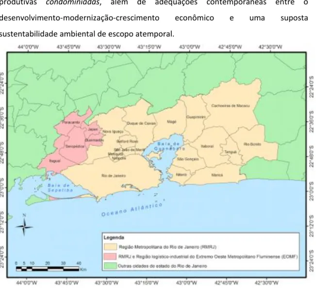Figura  1:  Mapa  da  Região  Logístico-Industrial  do  Extremo  Oeste  Metropolitano  Fluminense  –  Organização:  Prof