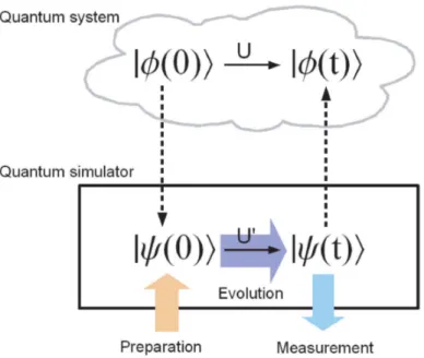Figure 1.: Schematic representation of a quantum system and a corresponding quantum simulator (Georgescu et al., 2014).