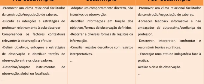 Figura 3- Tarefas do ciclo de observação 