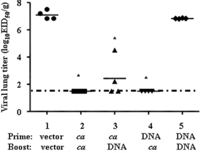 Figure 4. Protection conferred by different H5 vaccine prime-boost regimens in ferrets