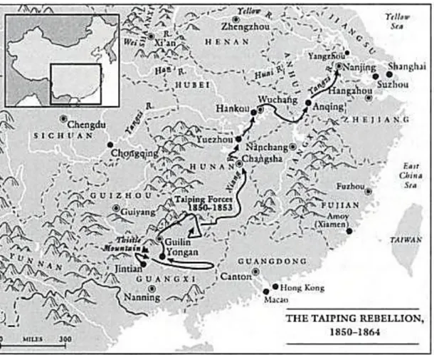 Figura 3. O avanço das forças Taiping: de Jintian a Nanquim (1850-1853) 126