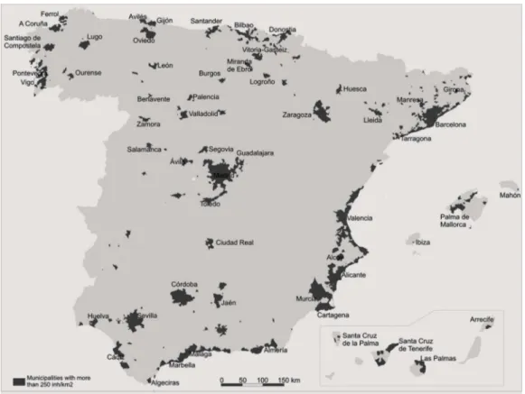 Fig. 3 – Metropolization processes of Spain’s main cities  Source: Elaborated by the authors based on data from the 2011 Population Census  