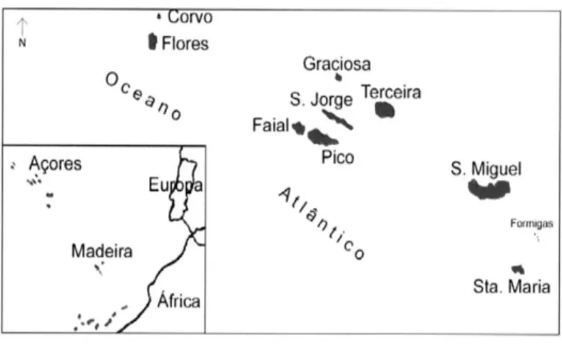 Figura 1. Localização geográfica do Arquipélago dos Açores. 