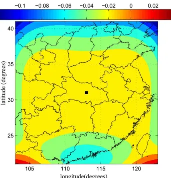 Fig. 4. The spatial distribution of the geodesic distance calculating difference between Eqs