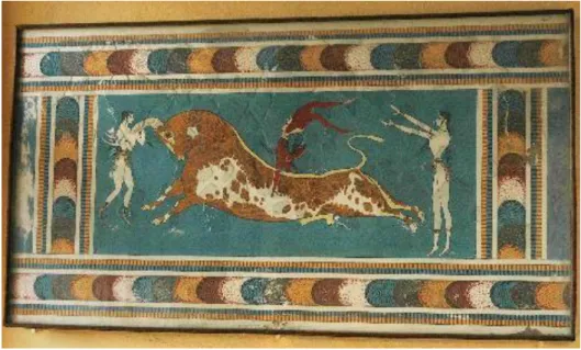Figura 11 – Taurocatapsia: famoso fresco minoico onde está representado o salto do touro