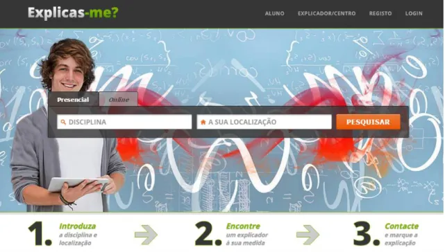 Figura 1 - Website da startup Explicas-me? 