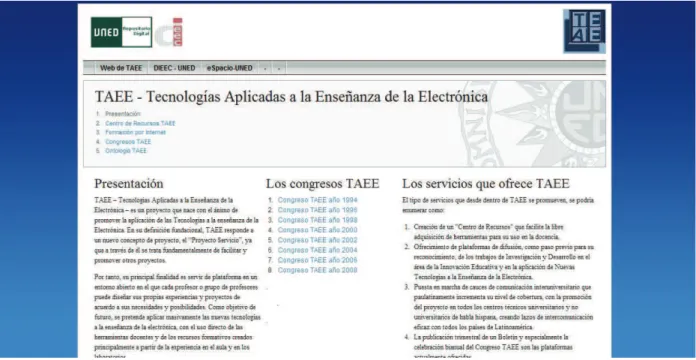 Fig. 4. User interface homepage to access to TAEE information located in repository. 