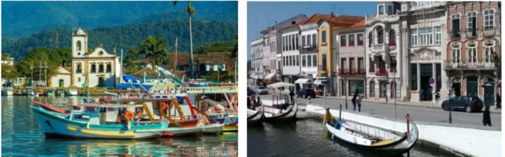 Figura 1 | Paraty à esquerda e Aveiro à direita: referências da paisagem urbana que reforçam o discurso das cidades como Veneza.