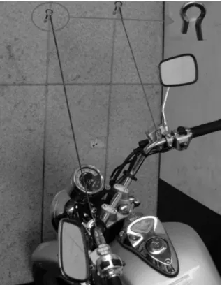 Figura 5 - Antena instalada em motocicleta (no detalhe, o gancho).