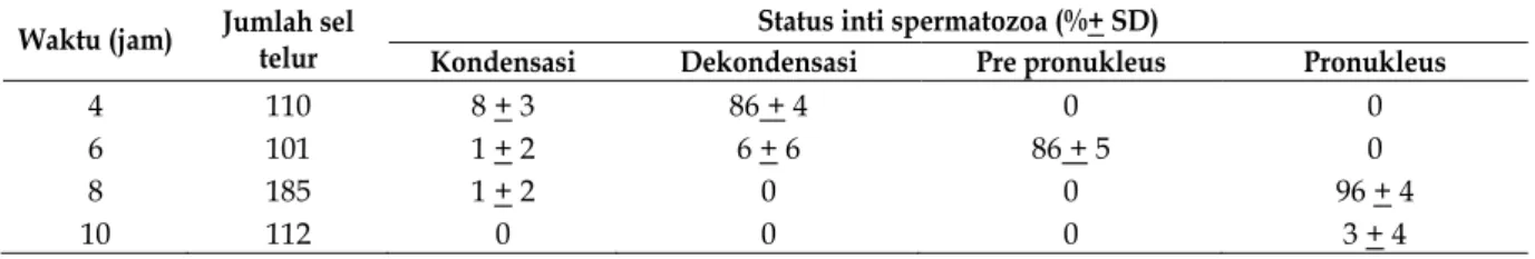 Tabel 1. Status inti spermatozoa. 