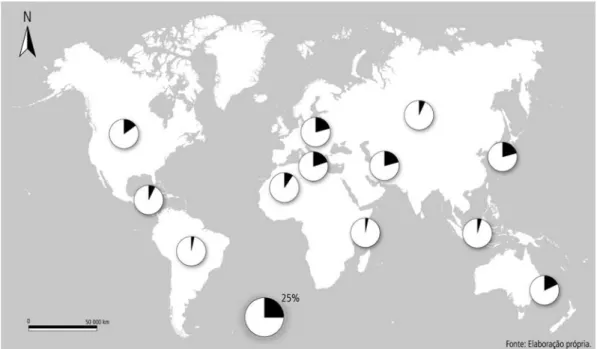 Figura 3    |     Distribuição mundial das espécies existentes no parque termal da Curia .