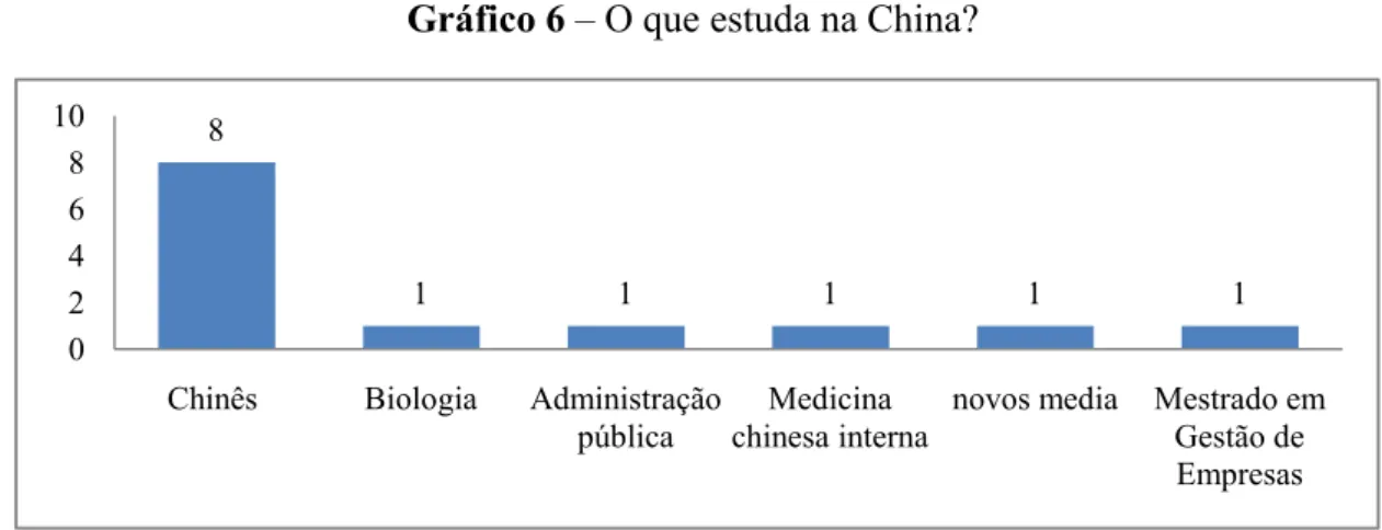 Gráfico 6 – O que estuda na China? 