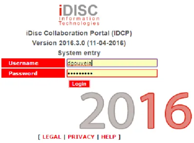 Figura 3 - Interface iDCP (início de sessão) 