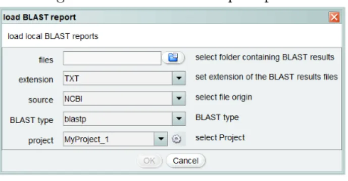 Figure 3: Load BLAST report panel