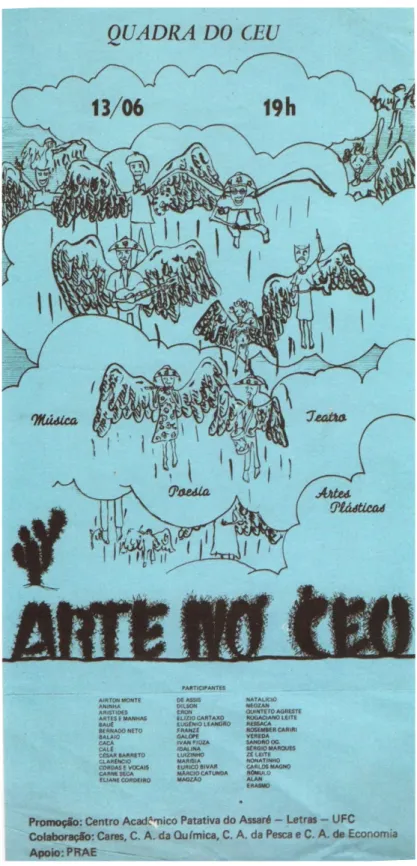 Figura 5: Reprodução digital do cartaz do show coletivo Arte no Céu, realizado em 1981  Fonte: Livro Pérolas do Centauro (Fortaleza, 2013) 