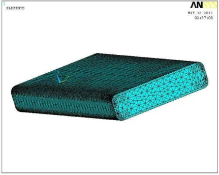 Fig. 2. Finite element mesh (bottom) for co-extruded wood plastic composites 