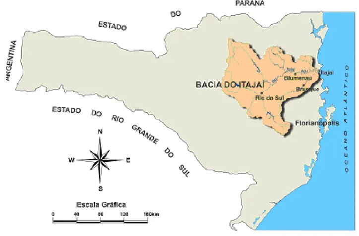 Figura 1 – Localização da Bacia Hidrográfica do rio Itajaí. 