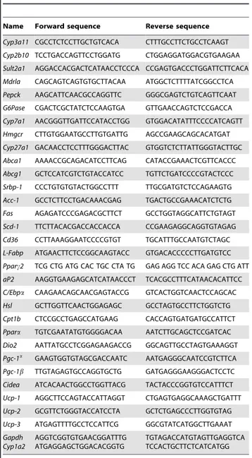 Table 1. Primer sets for real time RT-PCR analysis of gene expression.