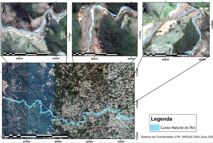 Figura 03 - Rio Gualaxo do Norte antes do rompimento da Barragem Fundão: Trecho Bento Rodrigues  - Barra Longa 
