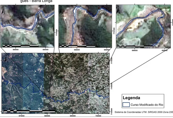 Figura  04  -  Rio  Gualaxo  do  Norte  após  do  rompimento  da  Barragem  Fundão:  Trecho  Bento  Rodri- Rodri-gues - Barra Longa 