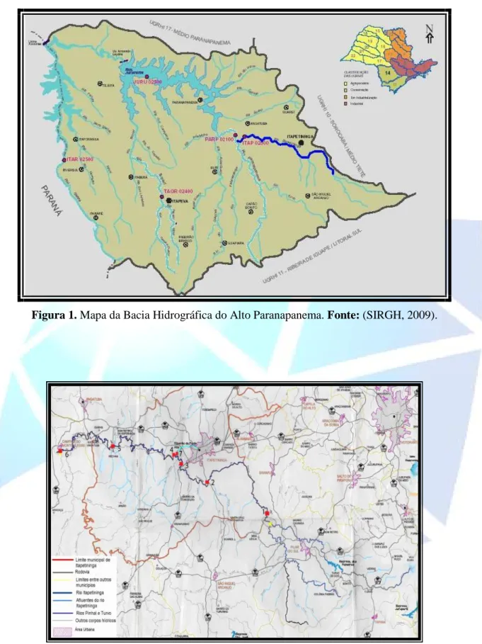 Figura 2. Mapa da Região de Itapetininga e municípios próximos. Fonte: (ROSA, 2009).