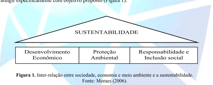 Figura 1. Inter-relação entre sociedade, economia e meio ambiente e a sustentabilidade