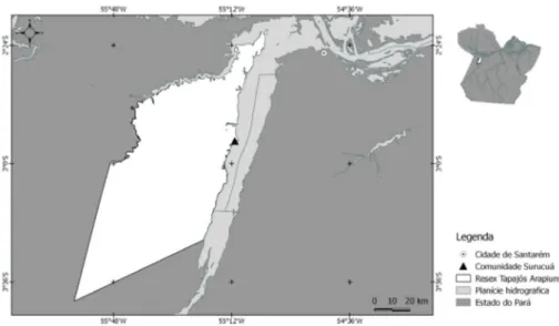 Figura 1. Mapa da localização da comunidade de Surucuá. Fonte: Silva &amp; Braga, 2016.