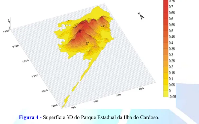 Figura 4 - Superfície 3D do Parque Estadual da Ilha do Cardoso. 