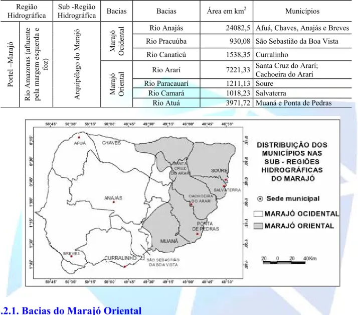 Tabela 2. Classificação adotada para hidrografia do Marajó. 